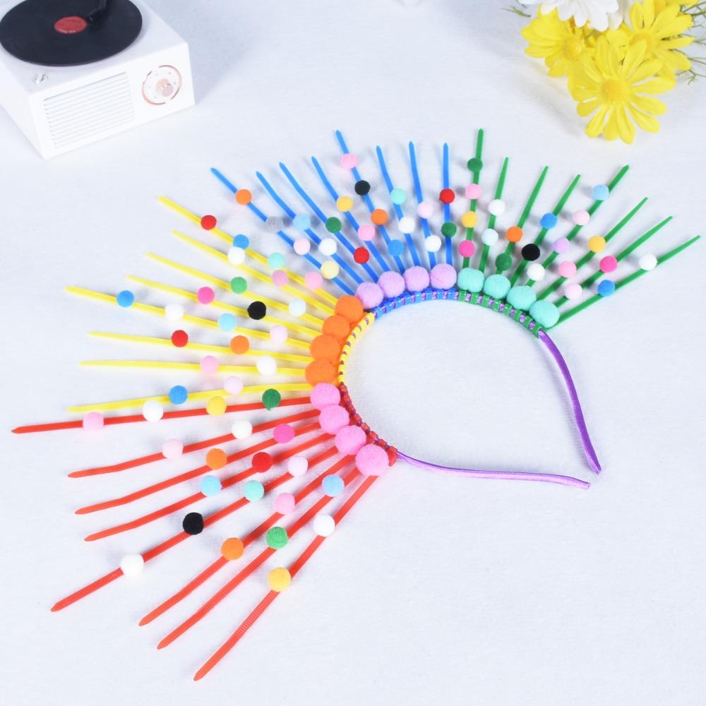 Aureole Colorful Flower Hair Hoop Sun Goddess Halo Headband Headpiece Rainbow Hairband Party