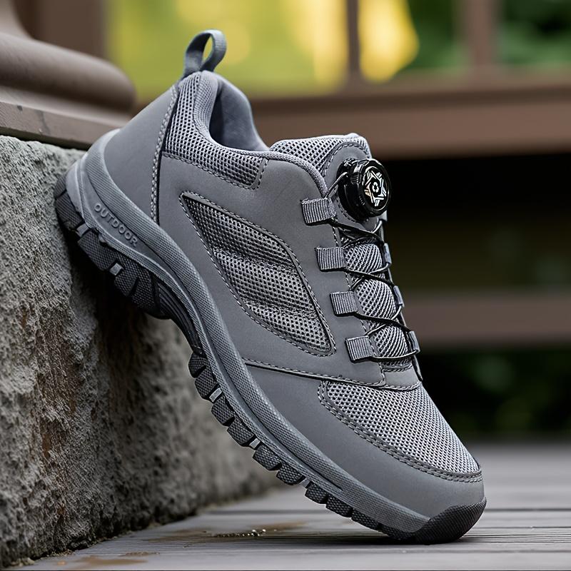 Hiking Shoes - No-Tie Rotating Buckle Closure, Slip-Resistant TPR Outsole, Lightweight Trekking Shoes for Camping - Breathable PU/Fabric Upper