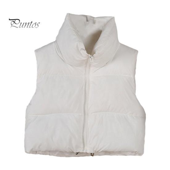 Thick Padded Waistcoat Winter Women Vest Coat Stand Collar Neck Protection Thickened Zipper Closure Jacket Cardigan Sleeveless Solid Color Drawstring