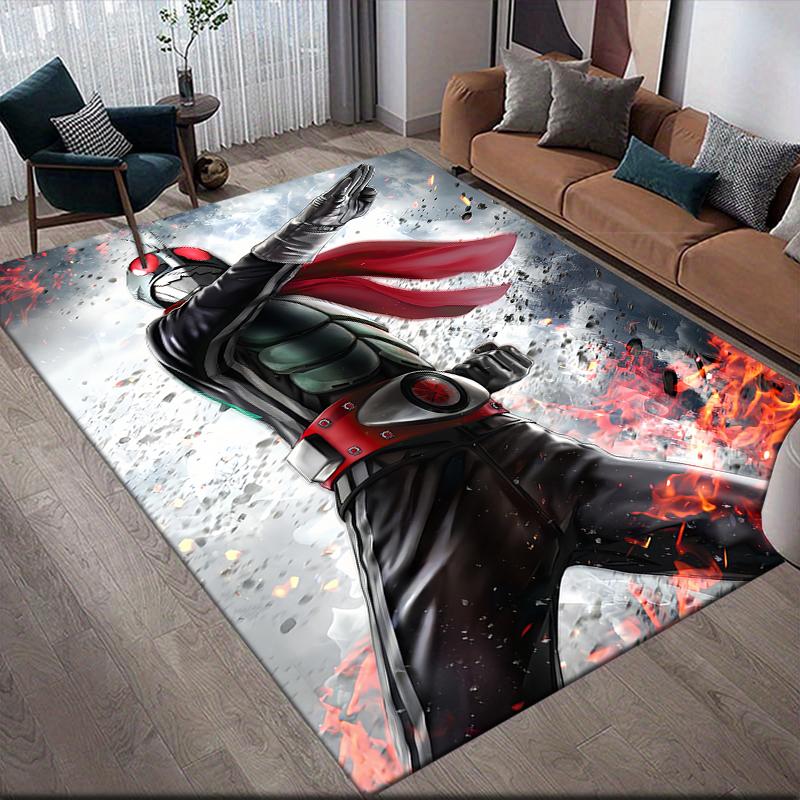 Kamen Rider Classic Theme Poster Square Area Rug, Non-Slip Floor Mat for Home Office, Perfect Gift for Fans.chl