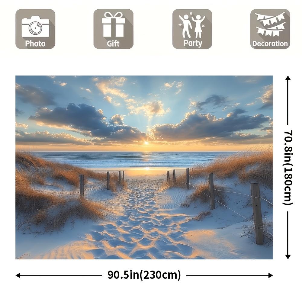 Beach Sunset Sand Dunes Ocean View Tapestry Coastal Scenery Wall Hanging Living Room Decor Summer Seaside Landscape Fabricposter