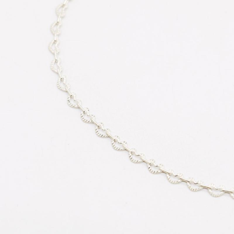 UNI.J Lovely Heart Link Chain Silver Anklet Iak32 [Silver]