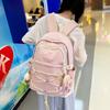 Natureinspired Nylon Backpack With Drawstrings And Geometric Pattern For Teens