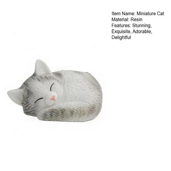 Mini Resin Cat Figurines Cute Realistic Cat Statue Miniature Animal Figures