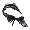 Women's Summer Pastoral Lace Bow Headband with Wide Mesh Edge and Flowing Ribbon