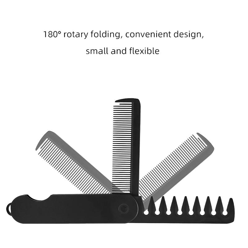 Multifuncional Pocket Folding Combs Plastic Wide Tooth Oil Head Comb Beard Combing Barber Hair Clipper Comb Salon Styling Tools