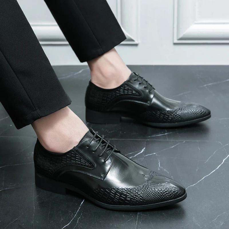 Mode Neue Braune Derby Schuhe für Herren Spitzschuh Schnürschuhe Schwarz Gold Herren Formelle Schuhe Handgefertigt Business Größe 38-46