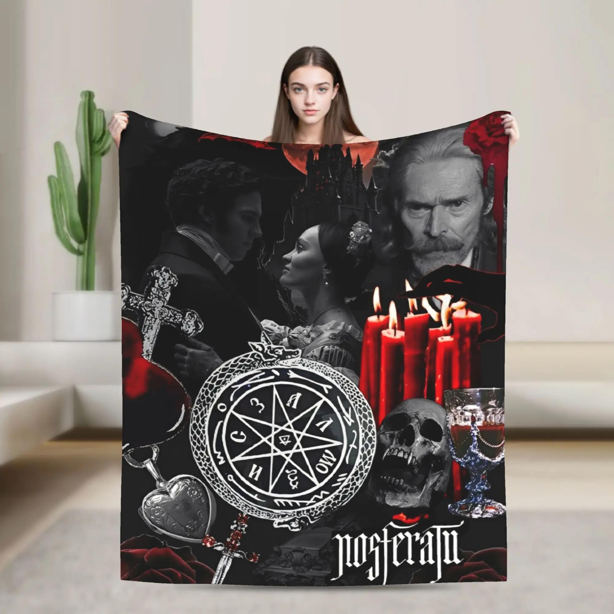 Nosferatu Vampire Dracula Flannel Blanket Winter Horror Movie Halloween Warm Portable Throw for Bedding 100x150cm