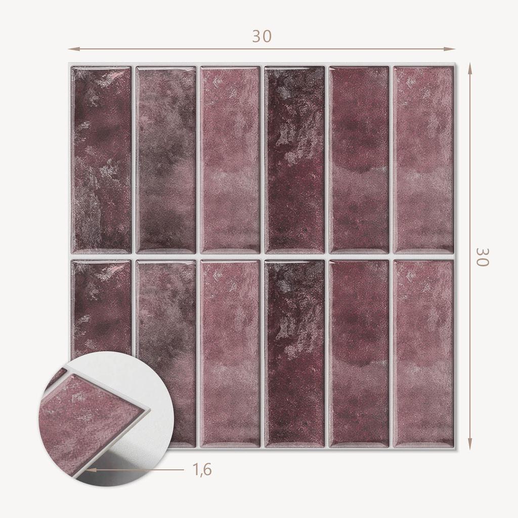 Vinyl Tile Set Easy Installation Vertical Mosaic Stripes 9x30x30 cm