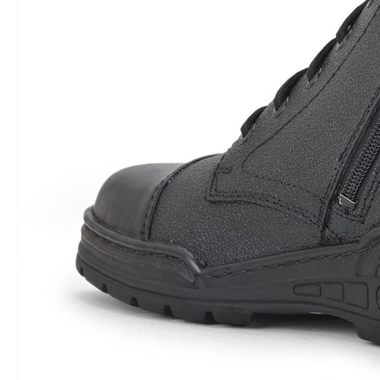 Bezpečnostní boty Liberty Freedom Veer-2 na šněrování pro muže s koženým svrškem | PU podrážka | Polstrovaná pěnová stélka | Tlumič nárazů | Odolnost proti vodě(Černá - 41)