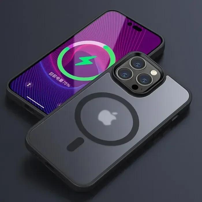 Luxury Matte Magnetic For Magsafe Translucency Case For iPhone 16 15 14 13 12 11 Pro Max 15Plus Wireless Charge Shockproof Cover