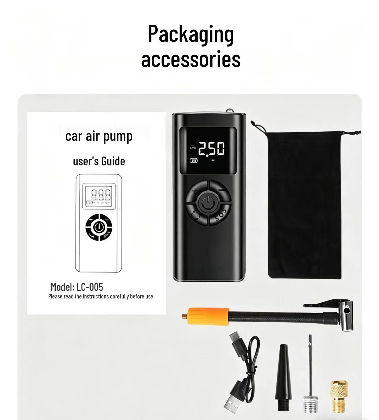 Portable Wireless High-Pressure Digital Tire Inflator Wireless digital display + power bank