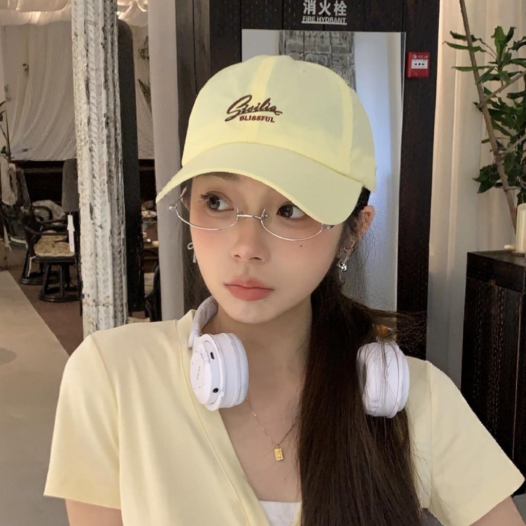 Hat Women's Spring Summer Outdoor Quick-Drying Baseball Cap Versatile English Embroidery Wide Brim Show Face Small Cap Men