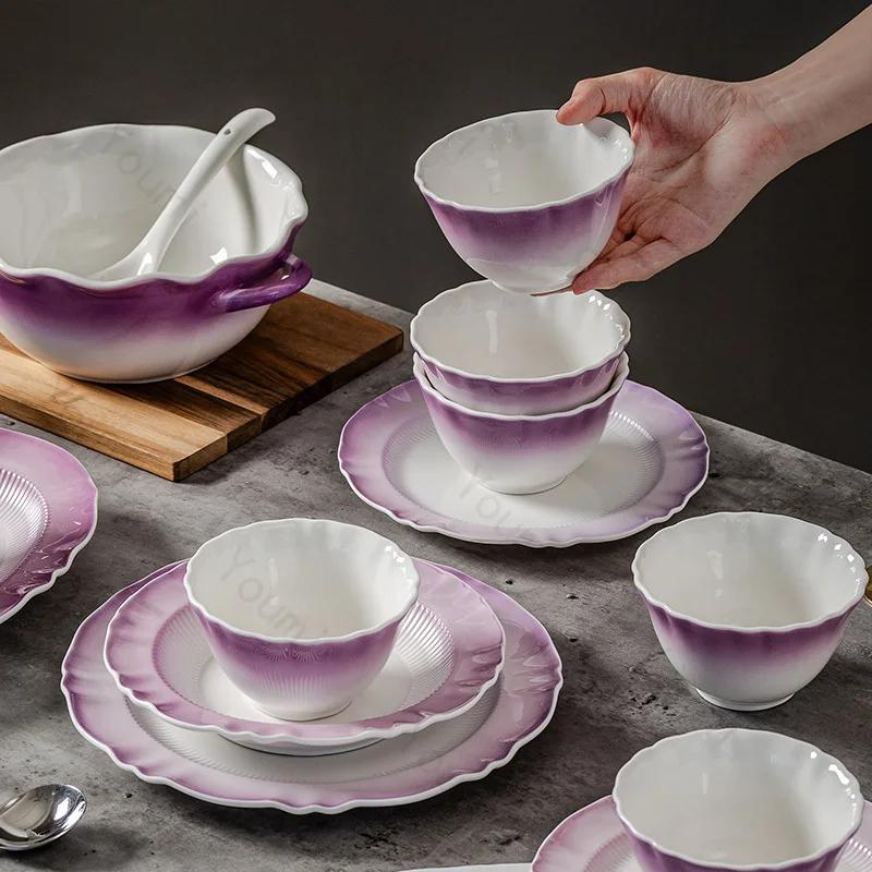 Leichter Luxus Lila Keramikteller High-End Restaurant Köstliche Gerichte Fischteller Französischer Stil Nachmittagstee Dessertteller