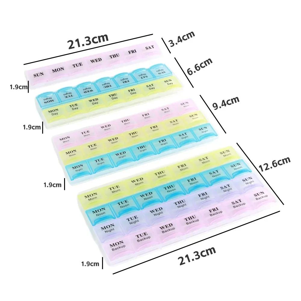 New Hot Weekly Premuim Portable 7/14/21/28 Grids 1-4 Times A Day Pill Storage Cases Box Organizer for Vitamins Medicine Fish Oil