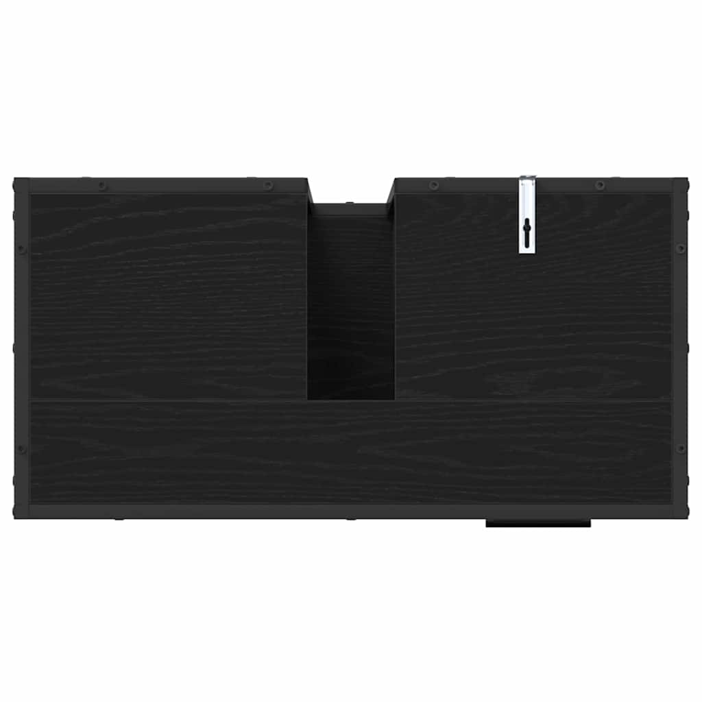Bathroom Furniture Set 3 Pcs Black Oak Effect Particleboard