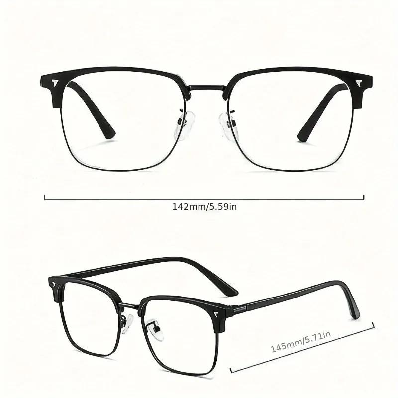 3PCS New Men Vintage Fashion Half Frame Semi-Rimless Clear Lens Eyeglasses Blue Ray Computer Glasses