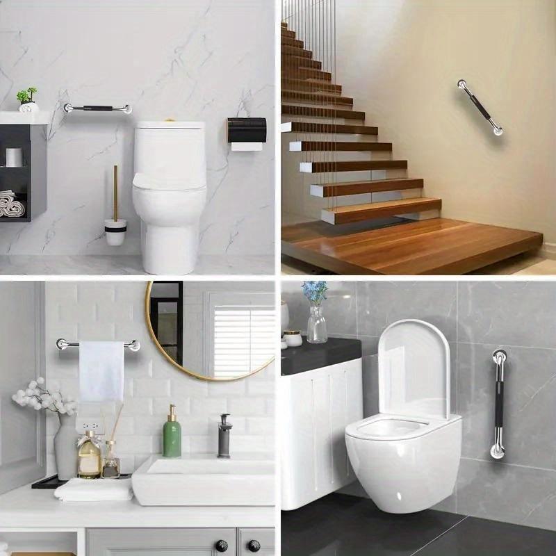 304 Stainless Steel Shower Handle with Non-Slip Silicone Grip,12/16 Inches PEnhances Bathroom Safety for Elderly & Disabled