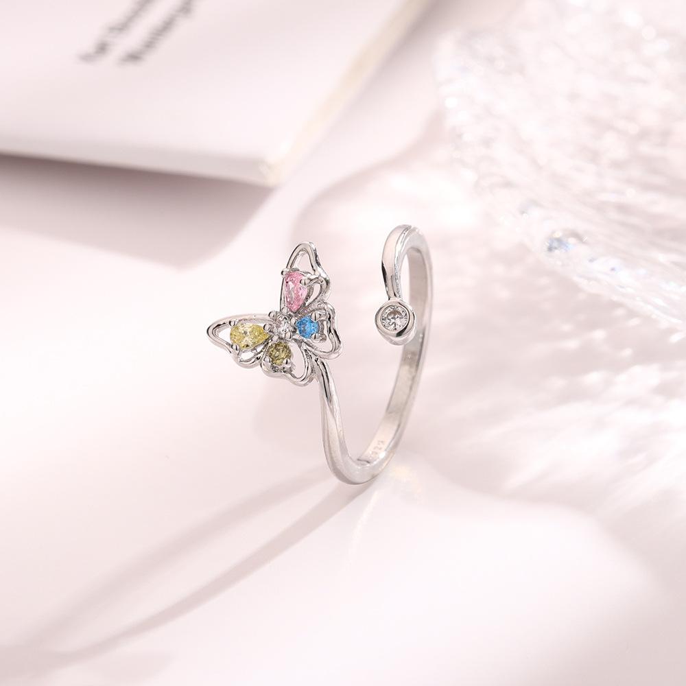 Atmosphere Color Diamond Butterfly Series Dopamine Stud Earrings Bracelet Necklace Set Sweet Dream Flower Fairy Jewelry Korea