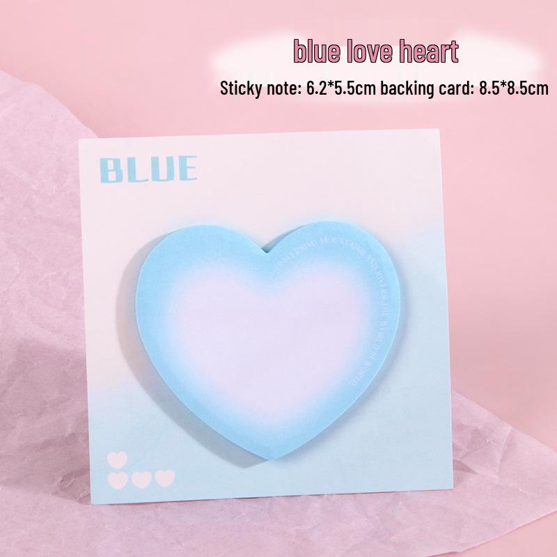

Блокноты с липкими заметками в форме сердца с градиентным эффектом и румяна - Портативные разноцветные блокноты для заметок