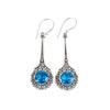 Swiss Blue Topaz Gemstone 925 Sterling Silver Jewelry Handcrafted Earrings 2.52" EE-77-8