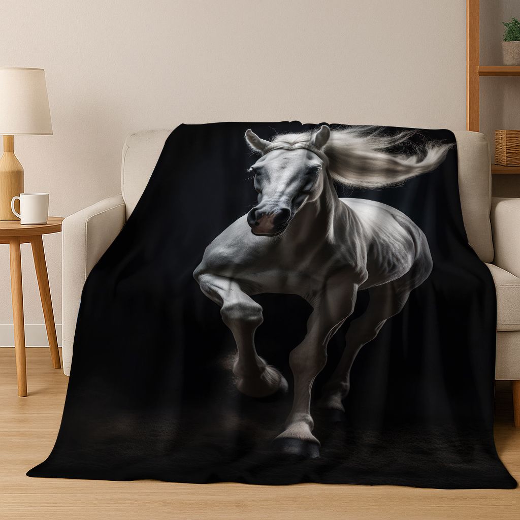 Dream Gallop Steed Kůň Mustang Kreslené Umění Flanelová Přikrývka, Útulná Měkká Dekorační Přikrývka pro Domácí Ložnici Postel Pohovku Kryt Dárek Děti