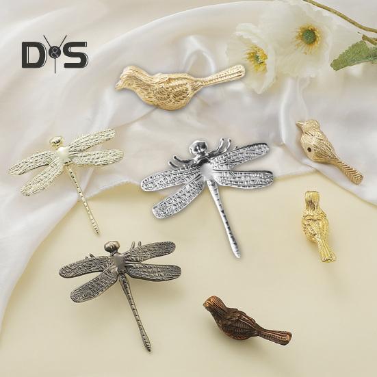 Zinklegering Dragonfly Skåphandtag Vintage Fågel Lådhandtag Garderob Toalettbord Skåpdörr Knopp Metall Draghandtag Kontor Hem Kök Dekoration