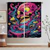 Cartoon Skull Illustration Kitchen Curtain Tiebacks Bedroom Curtains 2 Pieces Black Out Curtains for Living Room Tentacles Blind