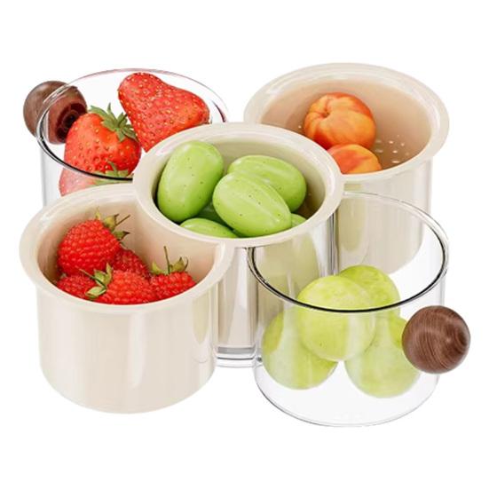 Multifunctional Draining Dish 360 Degree Rotating Storage Tray with Drainage Layer Fruits Vegetables Small
