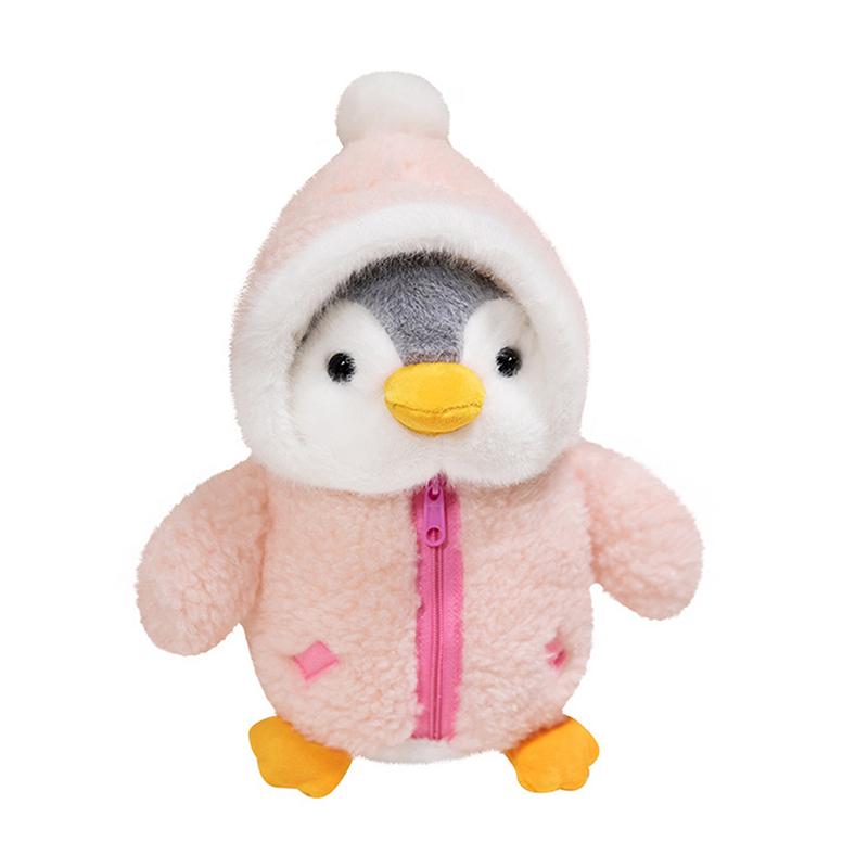 

Милая плюшевая игрушка пингвин, утешающая кукла для сна, пушистый пингвин в одежде, шапках, подушках в виде животных, подарок на день рождения розовый