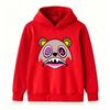 Kids Boys Girls Cute Cartoon Bear Graphic Pullover Hoodie, Cool X Eye Angry Bear Print Long Sleeve Casual Sweatshirt for Daily Wear Party Street