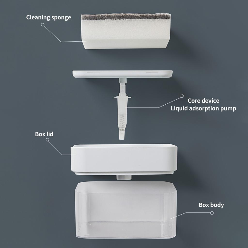 1Pc Press Type Soap Dispenser With A Sponge Press Soap Box Kitchen Dishwashing Detergent Liquid Dispenser