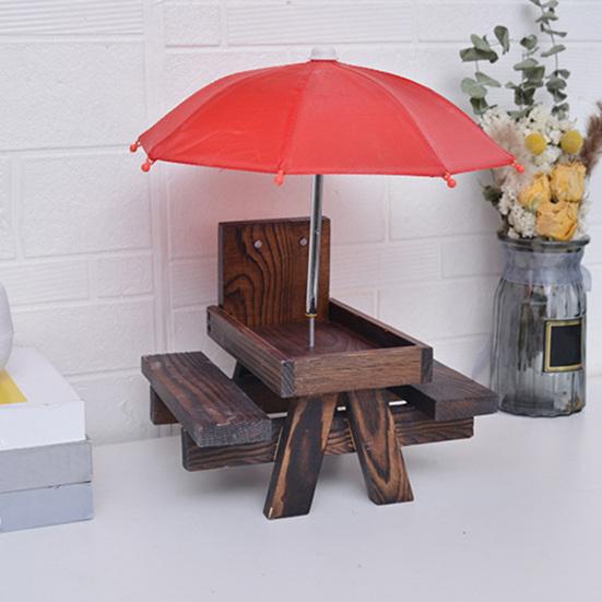 Squirrel Feeder with Umbrella Large Capacity Chipmunk Picnic Table Feeder Rustic Outdoor Squirrel Feeder for Corn Cob Nuts