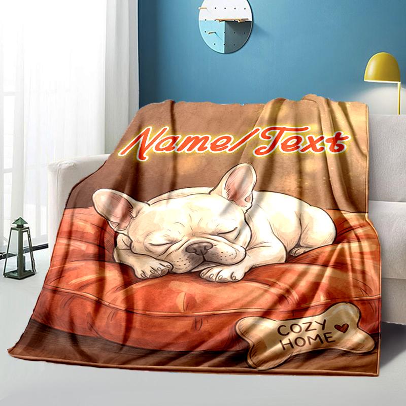 1PC Custom Name Cozy Home Pet Rest flannel blanket versatile,all-season throw suitable for the living room,bedroom,camping,travel,and gift