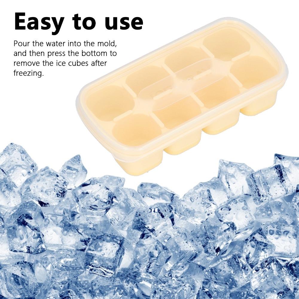With Lid Ice Cube Mold 8 Grid Large Ice Cube Tray Reusable Ice Cube Tray Freezer Use