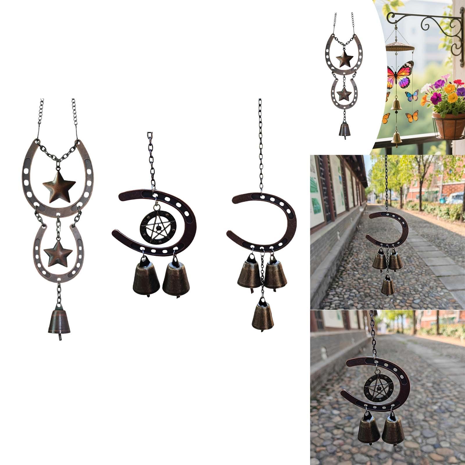 Hanging Wind Wind Outdoor Multi Functional Horseshoe Bell Memorial Windchime for Courtyards Balconies Yard 27x7x3cm