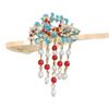 Ancient Style Blue Cloud Pearl Hairpin with Tassel Edge - Elegant Chinese Inspired Hair Accessory