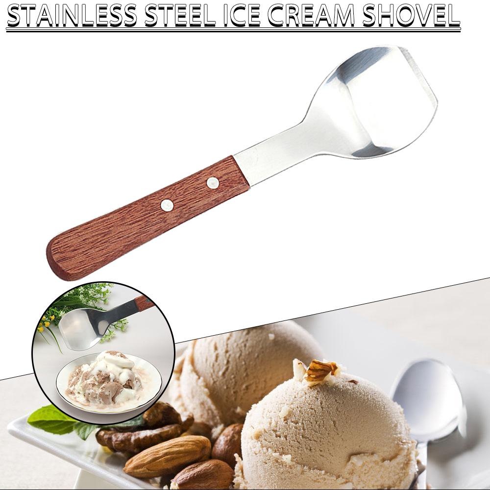 

PDTO Stainless Steel Ice Cream Scoop Spade Spoon Scooper with Wood Handle for Kitchen