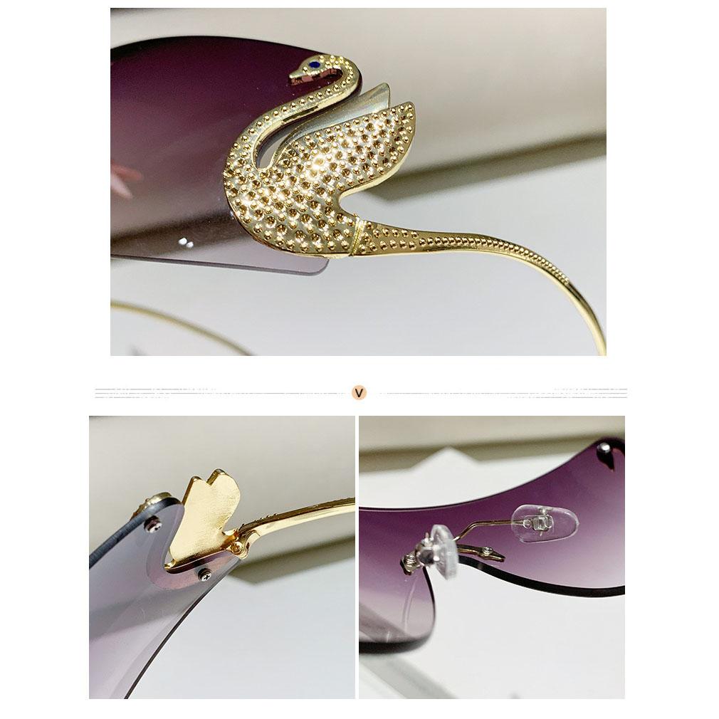 Y2K Vintage Rimless Swan Sunglasses Punk One Piece Lens Pink Eyeglasses Luxury Brand Designer Sun Glasses For Women Men