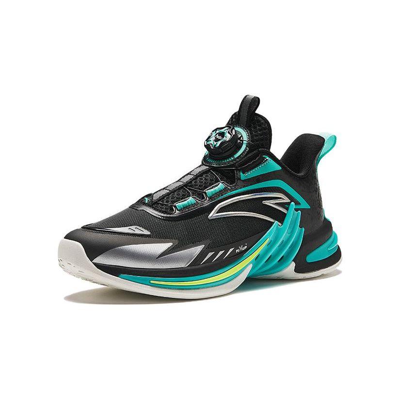 Anta Kids Comfortable Shock Absorbing Wear Resistant Mid Top Basketball Shoes Kids basketball shoes Black Green 312411111-4