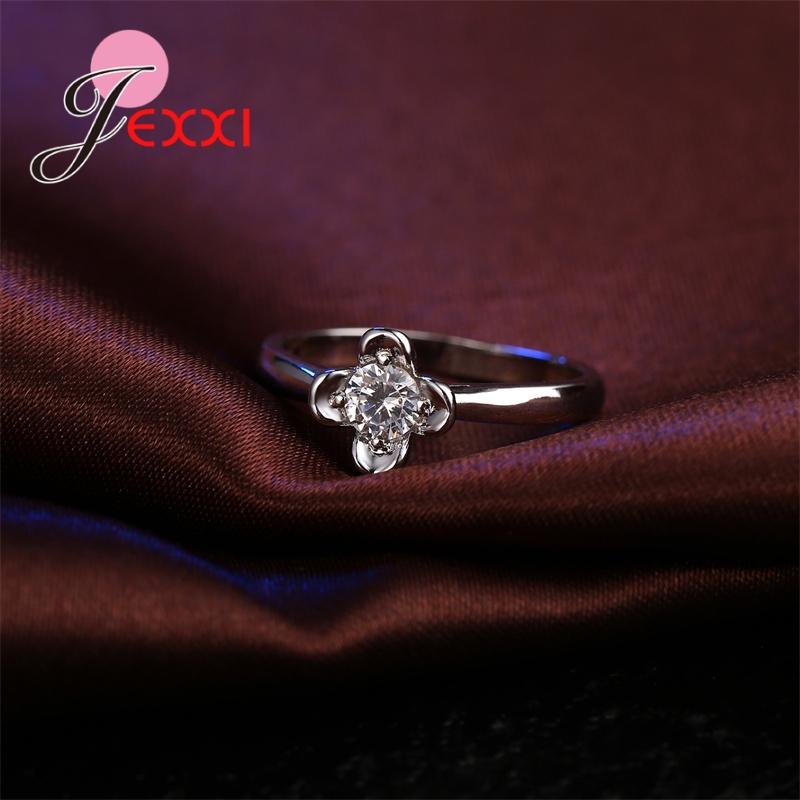 

925 Sterling Silver Ring Flower Austrian Crystal Bague Shining Cubic Zircon Eternity Promise Jewelry for Woman Girlfriend 7