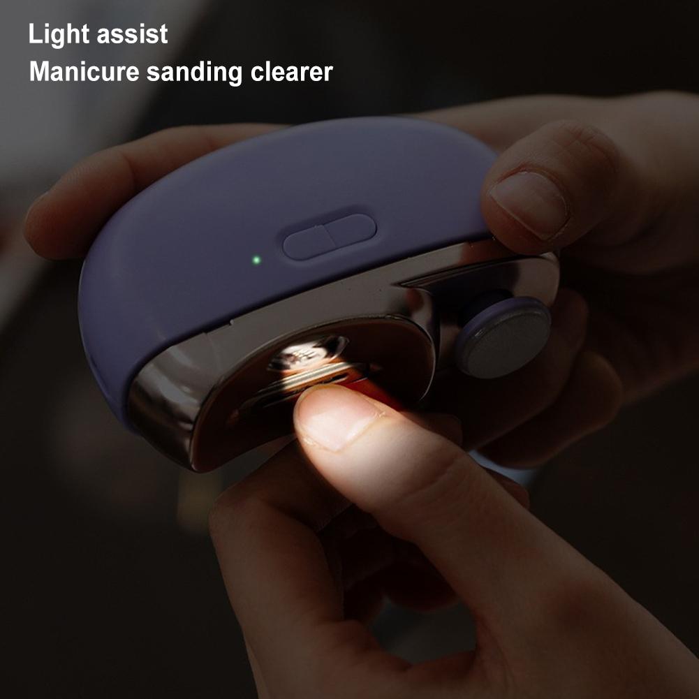 2-in-1 Electric Auto Nail Clippers with LED Light Portable Nail Polishing Grinder USB Rechargeable Electric Nail File for Senior
