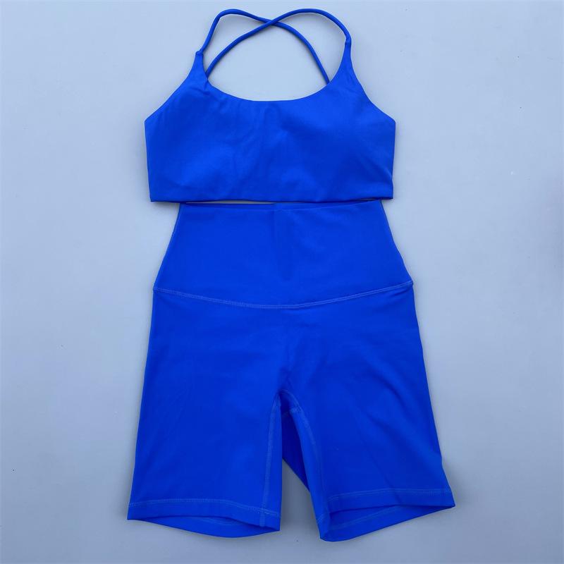 JYL Summer Shorts Set Soft Naked Tight Shorts Cross Back Yoga Set S старый кружева