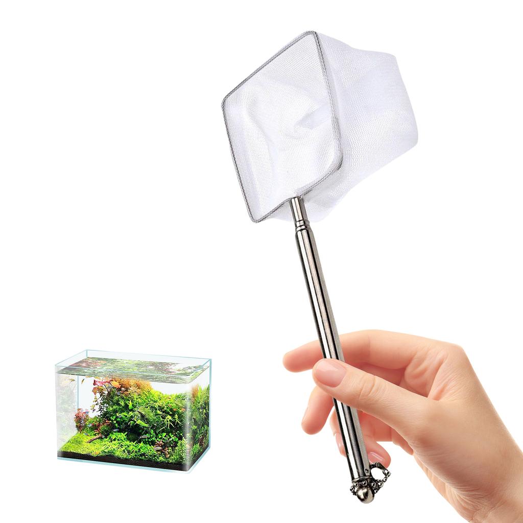 Adjustable Telescopic Fish Net For Aquarium Cleaning With Stainless Steel Handle And Fine Nylon Mesh for Tanks Cleaning