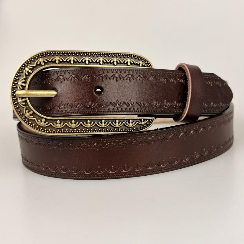 

Новый ремень из натуральной кожи и ремень с тиснением из коровьей кожи просты и универсальны. Винтажный ремень из натуральной коровьей кожи с тиснением в европейском и американском стиле 110cm