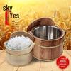 Large Capacity Wooden Rice Bucket with Lid - Heat Preserving Tableware for Hotels and Restaurants