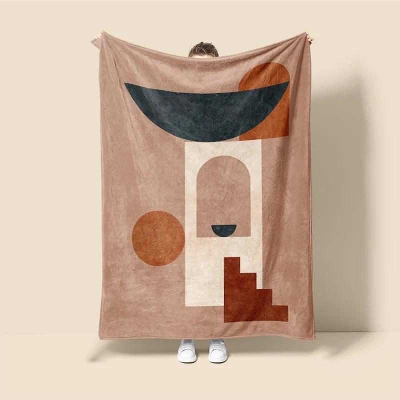 Skandinavischer Ins-Stil Morandi-Decke abstraktes geometrisches Design antistatisch Staub Netroots mit der gleichen Sofabezug-Decke