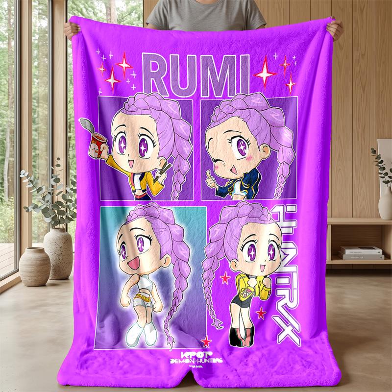 Manta de Flanela Estampada Kpop Demon Hunters Macia Quente Leve Manta para Todas as Estações para Sofá Cama Camping Decoração de Casa Presente de Feriado
