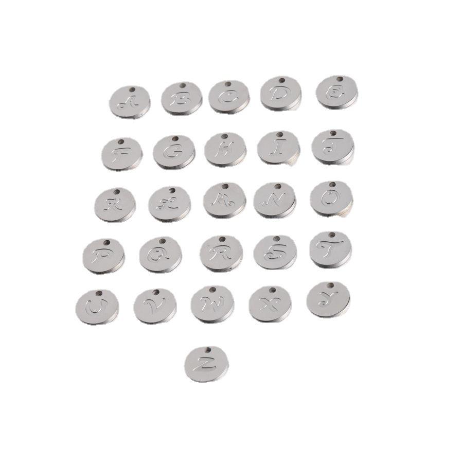RumNVnty Gravierter Anhänger mit englischem Buchstaben - Schmuckzubehör aus Edelstahl