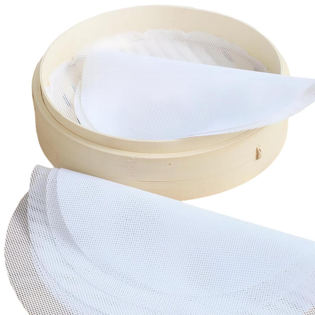 Set mit 5 Silikon-Dampfgareinsätzen Lebensmittelqualität Rund zum Dämpfen von Dim Sum und Gebäck Hitzebeständig und Matten, Antihaft-Tuch, 28cm, Brötchen, Sum, Zubereitung.